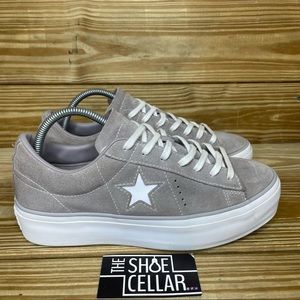 Converse Women’s 9.5 One Star Platform OX Suede Mercury Gray Lace Up Shoes